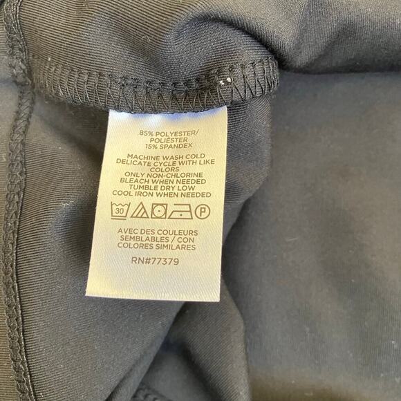 Ann Taylor Sz L Black Refined Stretch Wrap Top 3/4 Sleeve Fitted Feminine Office - Picture 15 of 16